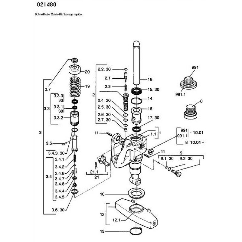 Dichtsatz Jungheinrich AM22Quickl., Mic TM2200 SH, Steinbock WH22 SH,  Still HP22 Quicklift